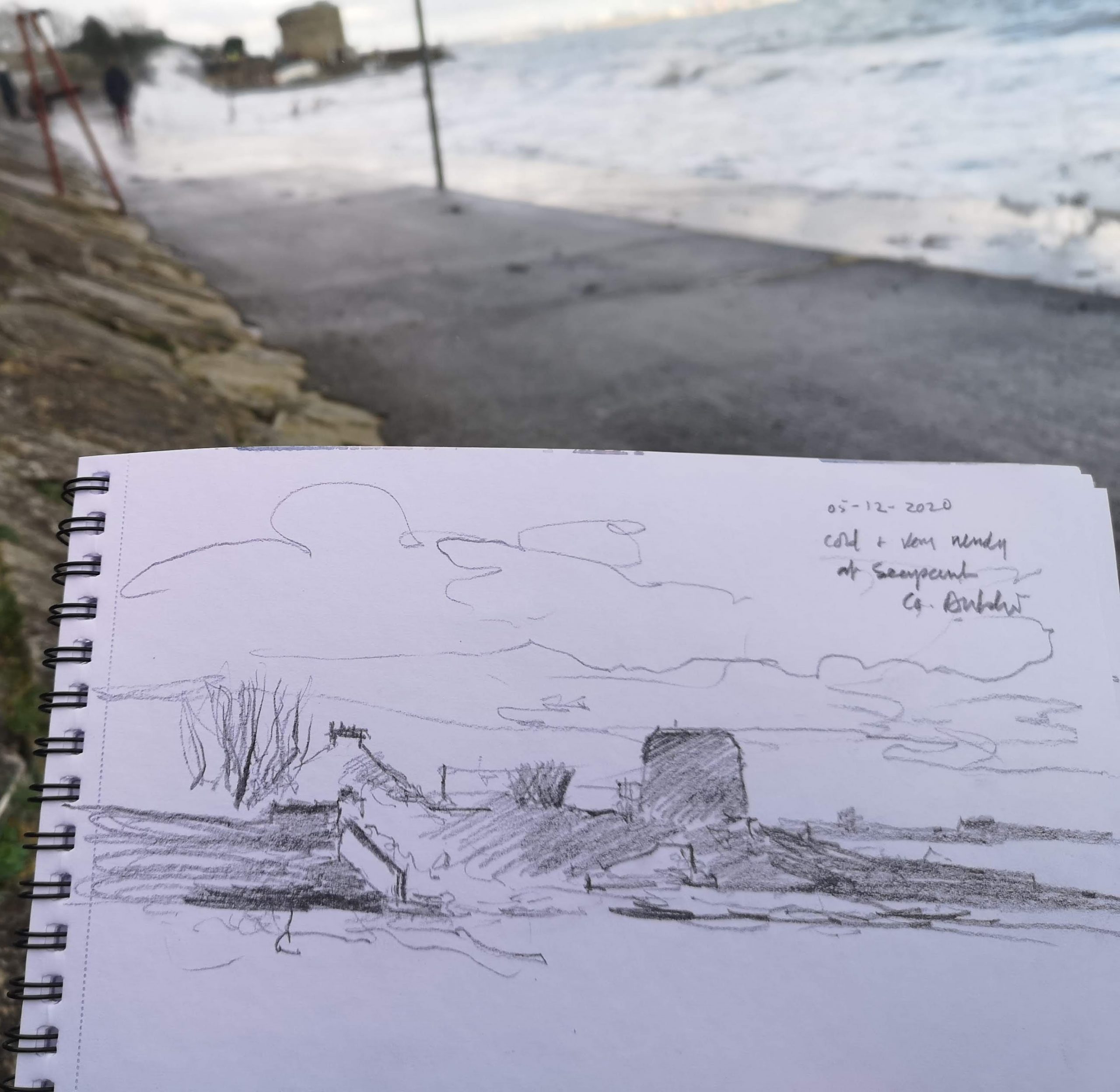 Seapoint With Rough Sea Sketch Nick Fegan Art